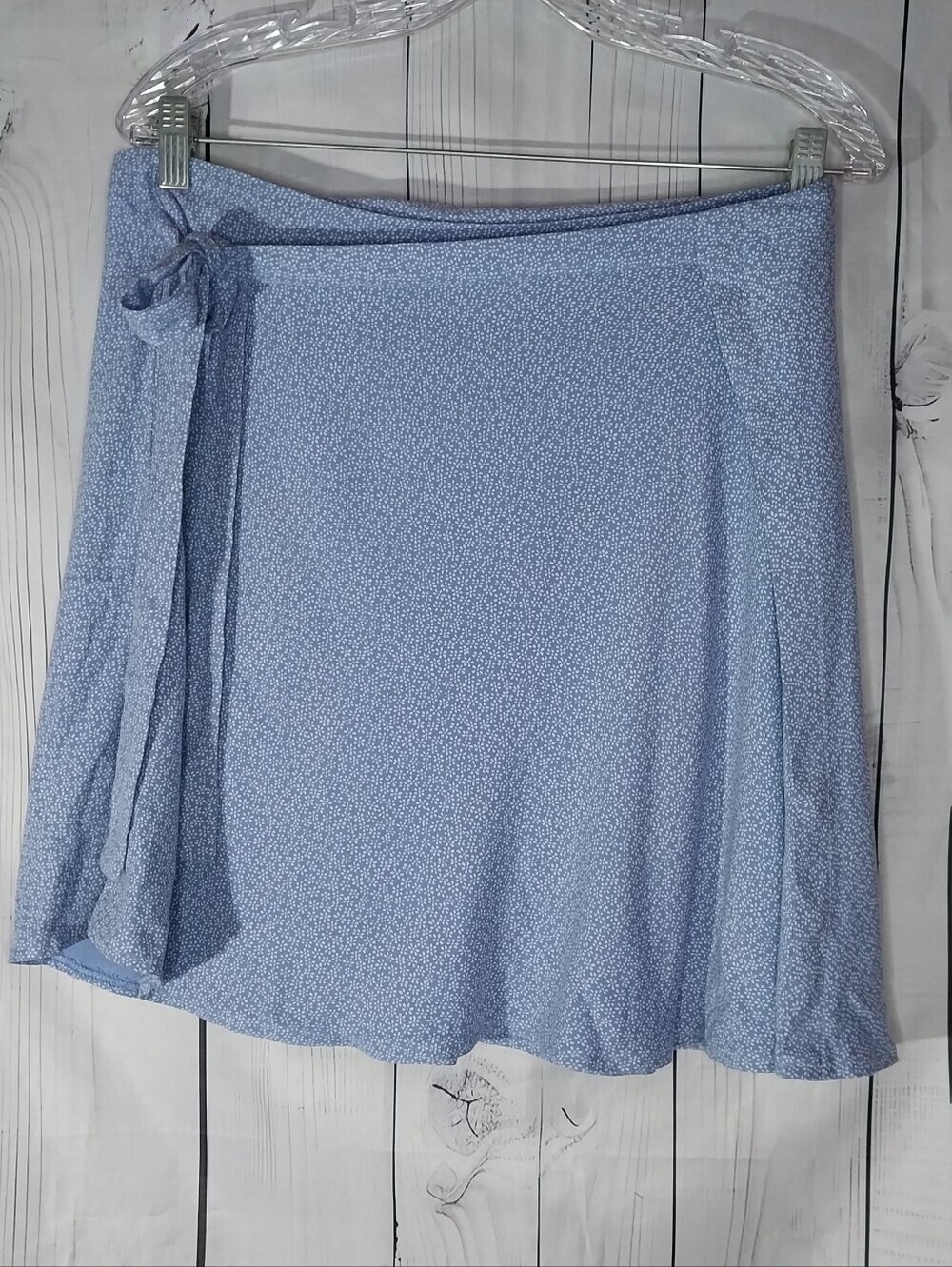 Brandy Melville Genevieve Blue White Floral Wrap Flowy Coquette Y2K Mini Skirt